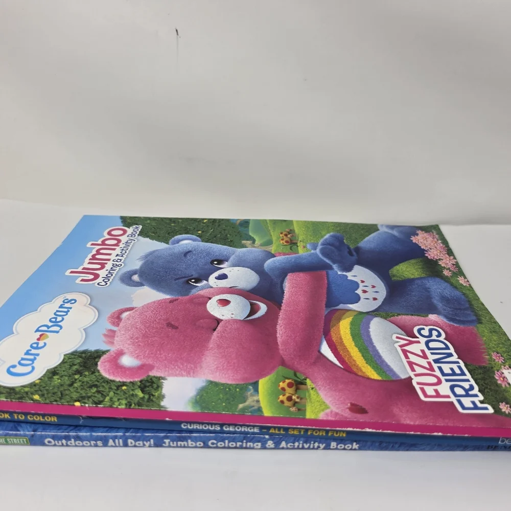 Coloring Books Curious George Care Bears Lot of 3